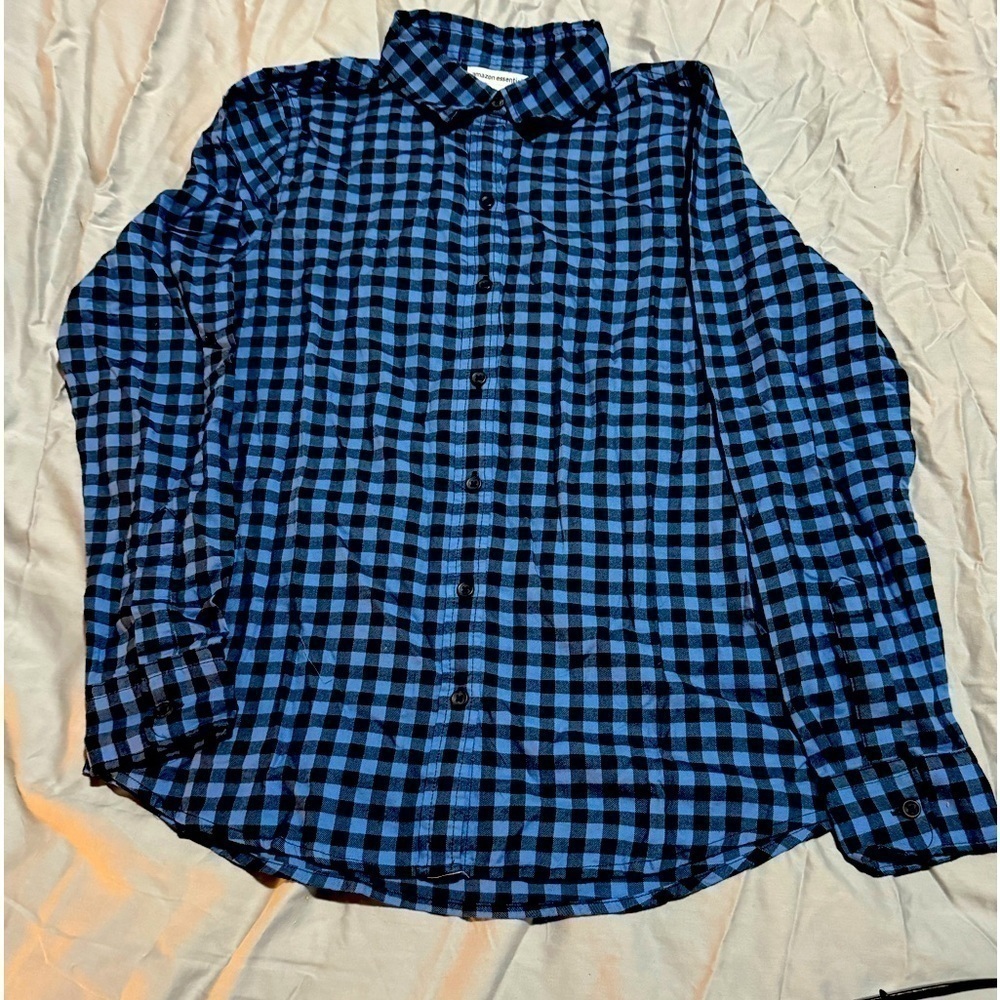 Checked long sleeve shirt.